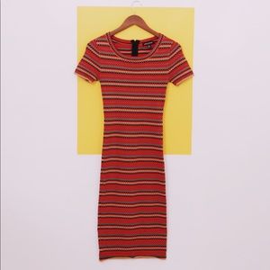 Striped orange midi bodycon